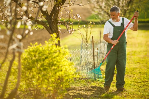 Local gardeners maintaining a lush lawn in Abbey Wood